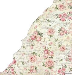 a large piece of paper with pink roses on the front and bottom half of it