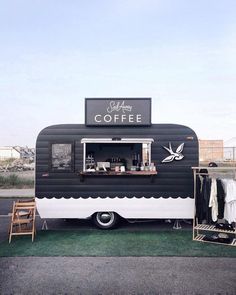 an old trailer converted into a coffee shop