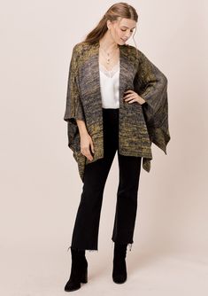 This soft, oversize poncho cardigan in a beautiful space-dye is the perfect sweater to transition to cooler weather. Featuring an oversize, easy silhouette, an open front, and cool open-knit details. A cozy bohemian style that pairs effortlessly with jeans. FINAL SALE Space dyed Oversized, relaxed fit Hip length Side vents Open front Distressed details Model is 5'8, wearing a size S.Style: I-50830K-QRJ Cozy Bohemian, Easy Silhouette, Poncho Cardigan, Beautiful Space, Hip Length, Front Open, Bohemian Style, Cranberry, Final Sale