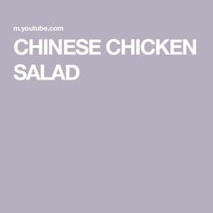 the words chinese chicken salad are in white letters on a light purple background with an orange and