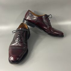 Church’s Leather Dress Shoes Burgundy Custom Grade Cap Toe Oxford Men Uk 19.5 M Shiny Burgundy Leather Upper Closed Round Toe Lace-Up Closure Slide-On Cream Leather Inner Sole Uk 9.5 (Us 10.5) (Bottom Shoe Length Measures From Toe To Heel Approx. 11.7'', Width 4'' Heel Height Approx. 0.85'' They Are Still In Good Pre-Owned Condition With Wear. Please See All The Posts For Details Ask Any Questions Before Purchasing. S14 Shiny Shoes, Leather Dress Shoes, Mens Oxfords, Leather Dress, Character Outfits, Loafer Shoes, Shoes Mens, Men's Shoes, Heel Height