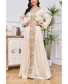 Get 10% off now! Buy vneck apricot long abaya muslim party dress for eid at cheap price online. Free stable shipping and pro custom service since 2009. Wedding Dress Sweater, Party Long Dress, Muslim Evening Dresses, Floor Length Maxi Dress, Arabian Women, Dress Muslim, Eid Dresses, Formal Dresses For Weddings, Loungewear Women