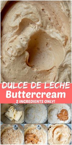 a collage of pictures showing how to make buttercream with ingredients in it