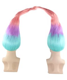 Twin Troll Wig - HalloweenPartyOnline Satin And Chenille Trolls Costume, David Bowie Wig, Trolls Costume, 80s Mullet, Troll Costume, Mullet Wig, Mens Wigs, Halloween Wigs, Strap Dresses