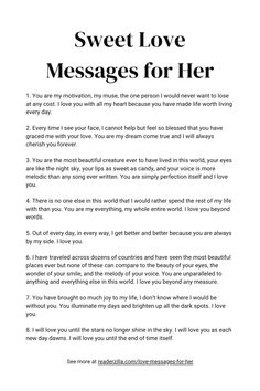 Sweet Love Messages for Her Printable Send To Her, Cute Texts For Her, Love Paragraph, Love Texts For Him, Love Messages For Her, Love You Messages, I Love Her Quotes, Love Message For Him, Romantic Love Messages