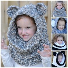 Un'bear'ably Cute Hooded Cowl, I love this!! Scoodie Crochet, Hooded Cowl Crochet Pattern, Hooded Cowl Pattern, Crochet Hooded Cowl, Cowl Crochet Pattern, Crochet Hooded Scarf, Crochet Hood, Cowl Crochet, Hooded Cowl