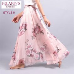 FLOOR LENGTH FLORAL CHIFFON SKIRT - B ANN'S BOUTIQUE Chiffon Outer, Long Skirt For Women, Floral Chiffon Skirt, Bohemian Maxi Skirt, Skirt Diy, Fairy Skirt, Comfortable Skirts, Boho Floor, Dress Item