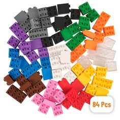 many different colored lego blocks are arranged together