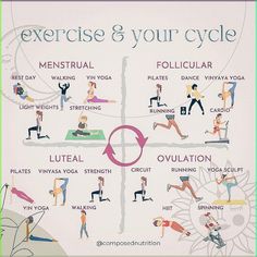 an exercise poster with the words, exercises and your cycle