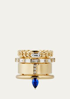 Get free shipping on TYPE JEWELRY The Type Stacked Ring with Sapphires and Diamonds at Bergdorf Goodman. Shop the latest luxury fashions from top designers. Pear Ring, Diamond Stacking Rings, Blue Sapphire Diamond, Sapphire Diamond Ring, Diamonds And Gold, Baguette Diamond, Jewelry Ring, White Sapphire, High Jewelry