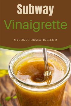 Homemade tangy vinaigrette in jar Creamy Salad Dressings Homemade, Subway Vinaigrette Recipe, Parmesan Vinaigrette Dressing, Sub Dressing Recipe, Salad Dressings Recipes, Vinegrette Salad Dressing, Subway Salad, Salad Dressing Recipes Vinaigrette, Easy Salad Dressing Recipes