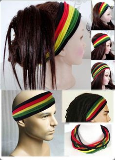 Rasta Headband Reggae Dreadlock Mens Girls Headband Head Wrap Jamaica Rastafari Hippie Headband Hairstyles, Rasta Party, Rasta Hair, Wrap Head Scarf, Rasta Hat, Rasta Clothes, Hippie Headband, Hippie Headbands, Reggae Style