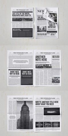 several newspapers are stacked on top of each other in this graphic style, with different layouts