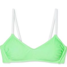 Xhilaration Juniors Lime & White Bralette Bikini Swimsuit Top Size: Juniors Large (8-10) Colors:Lime Green With White Adjustable Straps And Gold Closure And Accents This Top Has A Small Snag Inside Left Cup And Small Mark On White Back Shoulder Strap (Shown In Last Two Pictures) Fast Shipping Smoke Free Home Pair With Other Swim Pieces In My Closet :) Trendy Stretch Summer Bra, Sporty Bra With Adjustable Straps For Summer, Trendy Fitted Summer Bra, Summer Green Bra With Adjustable Straps, Green Summer Bra With Adjustable Straps, Trendy White Bra, Green Bra For Beach, Summer Stretch Bra With Adjustable Straps, Summer Bra With Adjustable Straps And Stretch