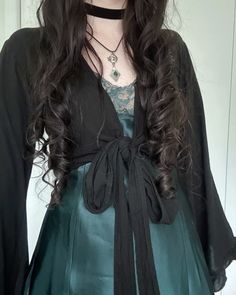 sustainable fashion, whimsigoth outfit Dark Whimsigoth Aesthetic, Lace Dress Over Jeans, Whimsical Goth Style, Nature Goth Outfit, Whimsigoth Outfits Summer, Whimsigoth Aesthetic Fashion, Deep Green Outfit, Whismgoth Outfits, Whimsigoth Outfits Casual