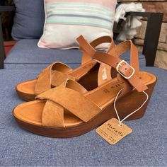 Nwt Brown Leather Suede Mariella Italian Wedge Sandals. Women’s Size 9. Medium Width Wedge Sandals For Beach, Leather Wedge Sandals With Block Heel For Vacation, Leather Wedge Sandals With Stacked Heel For Vacation, Suede Wedge Sandals For Vacation, Suede Platform Wedge Sandals For Vacation, Cushioned Medium Width Wedge Sandals For Beach, Suede Wedge Sandals With Stacked Heel For Summer, Leather Summer Wedge Sandals With Heel Strap, Summer Leather High Heel Wedge Sandals