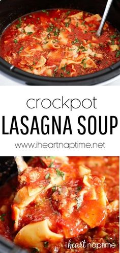 crockpot lasagna soup is an easy and delicious meal