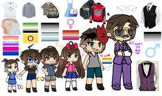 an image of anime characters with clothes and accessories