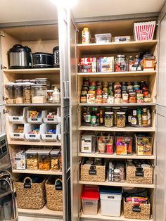 the pantry is stocked with all kinds of food