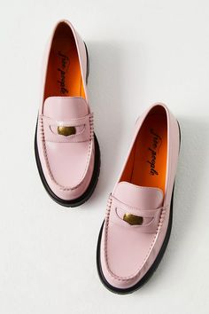 Liv Loafers | Free People Pink Loafers Outfit, Pink Loafers, Loafers Outfit, Timeless Shoes, Chunky Loafers, Office Shoes, Soft Shoes, Free People Shoes, Perfect Pink