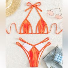 Bright Orange Bikini, Tried On But Never Worn Out Beautiful Color Super Sexy Bra Art, Swimming Beach, Trendy Swimsuits, Summer Bikinis, Bright Orange, Womens Swim, Beautiful Colors, Bathing Suits, Cut Out