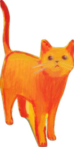 a drawing of a cat that is orange and has yellow stripes on it's face