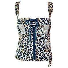 D&G by Dolce & Gabbana Corset Lace Up Leopard Print Crop Top IT 44 Dolce And Gabbana 2001, Dolce And Gabbana Corset, Dress Reference, Collage Pics, Corset Lace, Chic Leather, Print Crop Tops, Dolce & Gabbana, Jean Paul Gaultier