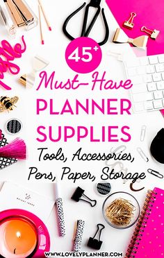 the words must have planner supplies too, accessories for pens, paper storage and more