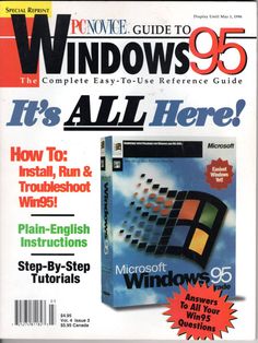 the front cover of windows 95 it's all here, with instructions for how to install and use windows 95