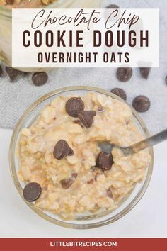 chocolate chip cookie dough overnight oats in a glass bowl