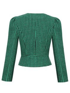 SPECIFICATIONS Style: vintage Elasticity: Non Strech Pattern Type: HOUNDSTOOTH Material: COTTON+POLYESTER Clothing Patterns: SLIM Clothing Length: short Season: Autumn/Winter Item Type: Blazers Collar: V-Neck Closure Type: Single Button Gender: WOMEN Decoration: Button Fit Type: Slim