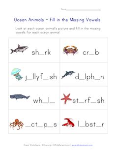 ocean animals fill in the missing words