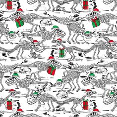 a christmas pattern with skeletons and presents