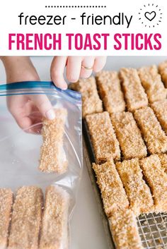 Crunchy French Toast Sticks are the best ever make ahead breakfast. Freeze a bunch ahead and pop them into the oven in the morning, then dip in some warm syrup. So so good! #makeahead #breakfast #freezermeal #freezerbreakfast #easy #kidfriendly | happymoneysaver.com Easy Make Ahead Breakfast For Kids, Smart Lunch Ideas, Freeze Ahead Desserts, Freezable Breakfast Ideas, Make Ahead Kids Breakfast, French Toast Sticks Freezer, Freezer French Toast Sticks, Breakfast You Can Freeze, Prepare Ahead Breakfast