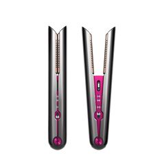 Dyson Corrale Hair Straightener In Pink & Gray Intelligent Heat Control Regulates The Temperature, Ensuring You Never Exceed Your Chosen Temperature. Features & Details Less Heat, Half The Damage: Flexing Plates Gather Your Hair For More Control, So You Can Achieve The Same Style With Less Heat And 50% Less Breakage. Enhanced Styling: By Gathering Hair For More Control, Flexing Plates Produce Shiny, Straight Results - With Less Frizz And Fewer Flyaways. Up To 30 Minutes Cord-Free Styling: Delivers The Same Thermal Performance Of A Corded Straightener, Fully Recharges In Just 70 Minutes. Extended Run Time: Use The Charging Dock To Neatly Display Your Straightener And Charge Between Uses. Dyson Corrale, Dyson Pure Humidify + Cool, Run Time, Charging Dock, Flexing, Same Style, Pink Gray, Pink Grey, Hair Straightener