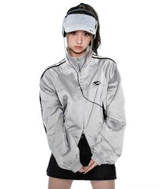 Y2K TRACK JACKET IN SILVER · STORE CAT CAT · Online Store Powered by Storenvy Silver Hooded Outerwear For Streetwear, Sporty Silver Long Sleeve Outerwear, Grey Jacket Women, Silver Jacket, Crop Pullover, Reflective Jacket, Y2k Jacket, Jeans Casual, 90s Grunge