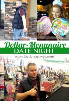 collage of photos with people in costumes and text that reads dollar - menaure date night