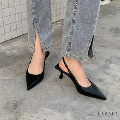 Lasaky - Simple yet Elegant High Heeled Shoes for Ladies Only Casual Heels With Heel Strap And Pointed Toe, Casual Pointed Toe Heels With Heel Strap, Casual Slingback Pumps With Round Toe For Evening, Casual Slingback Pumps With Pointed Toe, Casual Round Toe Slingback Pumps For Party, Casual Slingback Pumps With Round Toe For Party, Casual Court Shoes With Pointed Toe And Reinforced Heel, Casual Court Shoes With Reinforced Heel And Pointed Toe, Casual Pointed Toe Court Shoes With Padded Heel