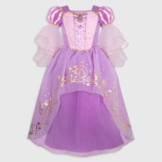 They'll be chasing down a daydream in this multi-layered Rapunzel costume. Featuring a laced corset, sequined trims, and draped medieval sleeves, this playtime dress dazzles with storytelling details like the gold foil lanterns and an ornate ''R.'' Full length and hip height tulle layers create fullness. Cameo with gem. Genuine, Original, Authentic Disney Store Product. Family Disneybound, Medieval Sleeves, Store Target, Tangled Costume, Rapunzel Costume, Rapunzel Disney, Tangled Birthday, Disney Princess Costumes, Rapunzel Dress