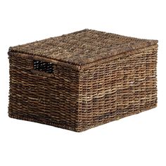 Woven Abaca Storage Basket with Lid, Medium