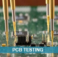 the words pcb testing on top of a printed circuit board