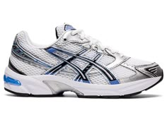 Women's GEL-1130 | White/Periwinkle Blue | Sportstyle | ASICS White Periwinkle, Extra Wide Shoes, Shoes Asics, Pretty Shoes Sneakers, Wrestling Shoes, Asics Sneakers, Hype Shoes, Volleyball Shoes