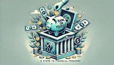 a piggy bank with money coming out of it and the words, 5 steps to financial freedom