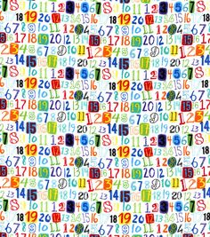 an image of colorful numbers and numbers on a white background with blue, green, yellow, red, orange, and black numbers