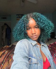 Teal Hair Black Women, Teal Hair Color, Perfect Human