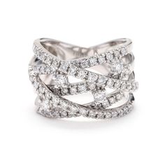 a white gold ring with diamonds on top and bottom, set in 18k white gold