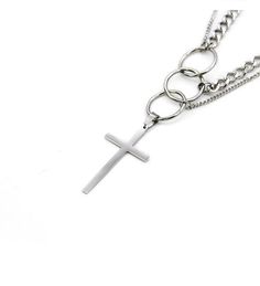 Material: Titanium steelNecklace size: 60cm ( 23.6 inches ) Silver Stainless Steel Jewelry With Cross Pendant, Silver Stainless Steel Cross Pendant Jewelry, White Gold Metal Cross Pendant Jewelry, Stainless Steel Cross Chain Jewelry, Nickel-free Stainless Steel Cross Jewelry, Silver Chain Metal Cross Jewelry, Silver Chain Cross Metal Jewelry, Metal Cross Jewelry With Silver Chain, Stainless Steel Cross Pendant Jewelry, Tarnish Resistant