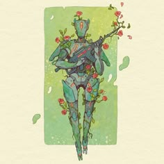 Nature Robot, Fantasy Nature, Robot Illustration, Arte Inspo, Robot Art, Robot Concept Art, Art Portfolio, Character Inspo