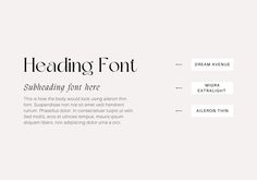 the font and numbers for heading font are shown in this graphic design tool box, which includes