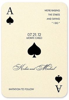 the back side of a playing card with two hearts and spades on it, which reads we're raising the stakes and saying monte carlo